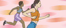 Illustration of two people running