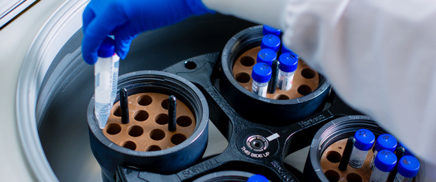 Centrifuge with test tubes