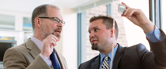 Gregory A. Worrell, M.D., Ph.D. and Jamie Van Gompel, M.D., in the Department of Neurology at Mayo Clinic focusing on epilepsy research.