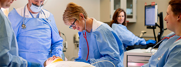 Patient and care team in the emergency room