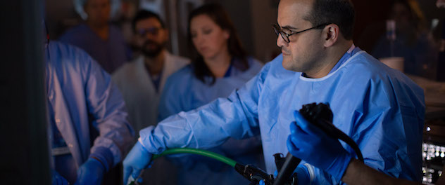 A gastroenterologist at Mayo Clinic demonstrates an investigational device used for research purposes.
