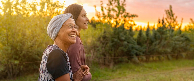 Two women in rural setting