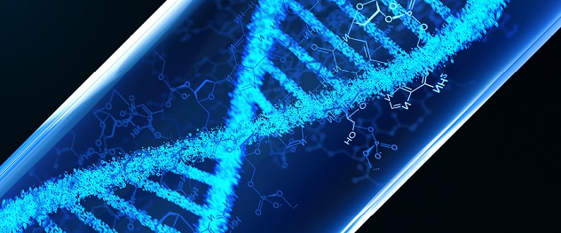 Illustration of a DNA strand in a test tube