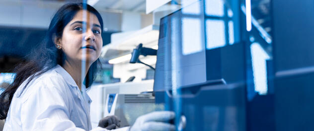 Research fellow Prabhjot Sekhon, Ph.D., studies gut microbiota and C. diff infection in Dr. Kashyap's lab at Mayo Clinic.
